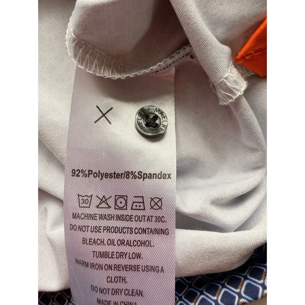Maelreg Geometric Print Polo‎ XL Blue Performance Golf Shirt Dadcore GolfCore